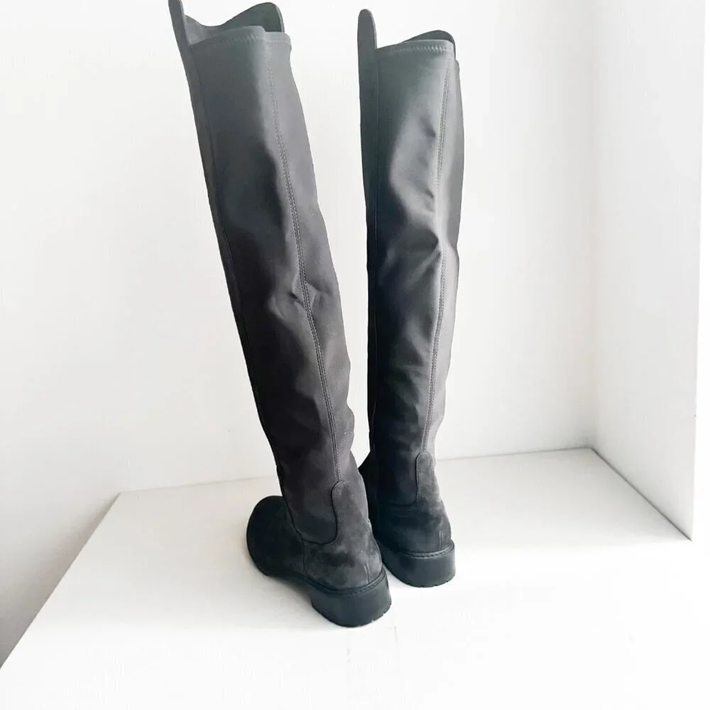 Stuart Weitzman Dark Grey Suede Stretch Back Over the Knee Boots 10.5